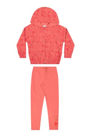 Conjunto Infantil Menina Jaqueta Estampada Elian Laranja