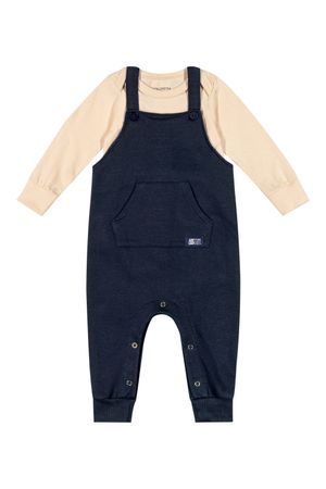Conjunto Bebê Menino Com Jardineira e Body Colorittá Bege