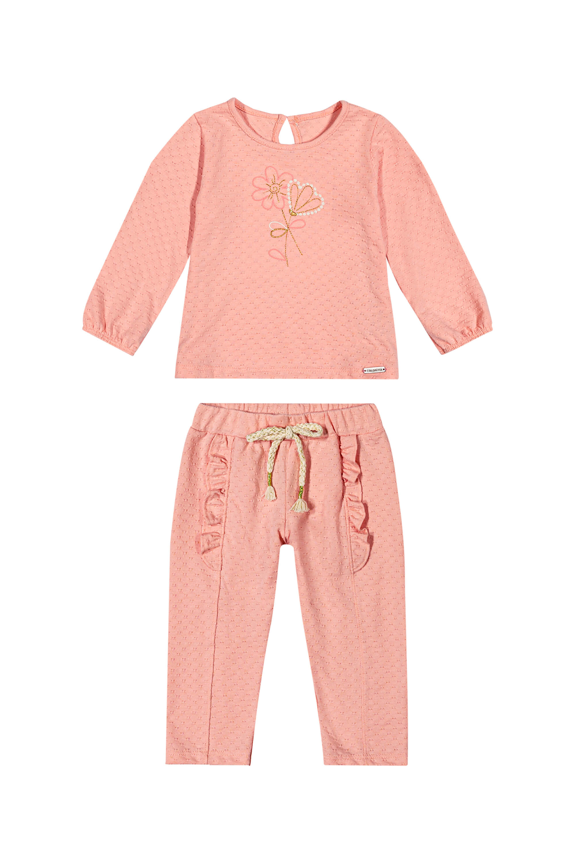 Conjunto Bebê Menina Texturizado Colorittá Rosa - Elian