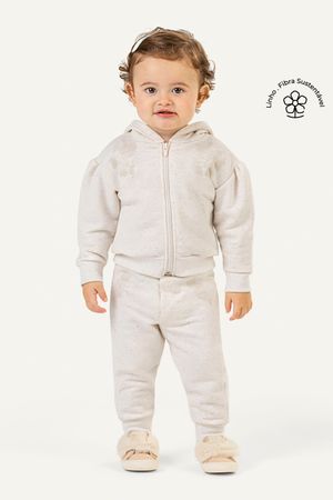 Conjunto Bebê Menina Floral Moletom Linho Colorittá Bege