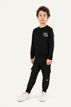 Conjunto Infantil Menino Moletom Com Textura Colorittá Preto