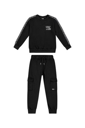 Conjunto Infantil Menino Moletom Com Textura Colorittá Preto