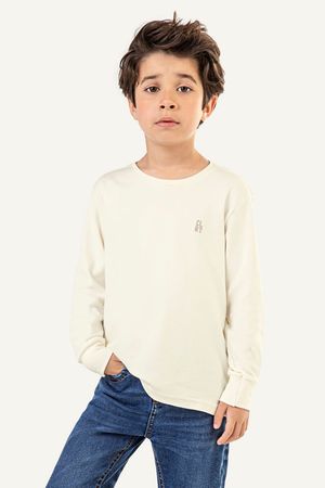 Camiseta Infantil Menino Manga Longa Suedine Colorittá Bege
