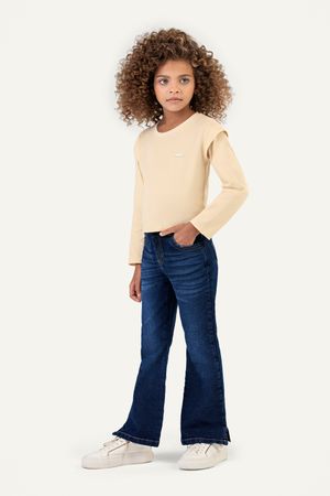 Blusa Infantil Menina Manga Longa Sobreposição Colorittá Bege