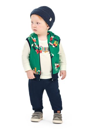 Conjunto Bebê Menino Colete Caminhões Elian Verde