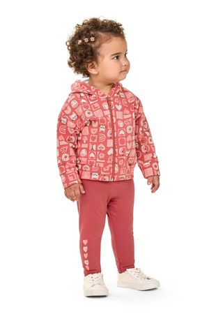 Conjunto Bebê Menina Jaqueta Estampada e Legging Elian Laranja