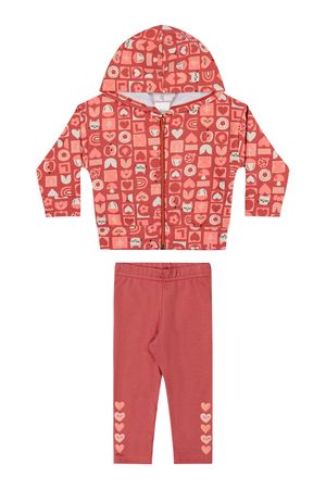 Conjunto Bebê Menina Jaqueta Estampada e Legging Elian Laranja