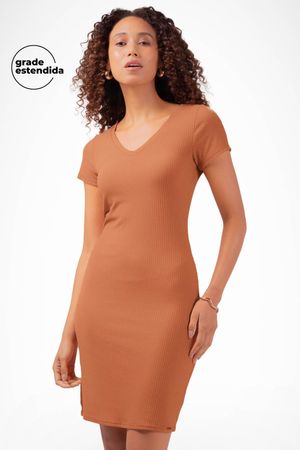 Vestido Feminino Básico Longo Marialícia Marrom