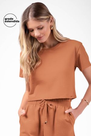 Blusa Feminina Ampla Básica Marialícia Marrom