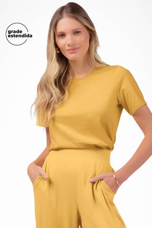 Blusa Feminina Básica Ampla Marialícia Amarelo