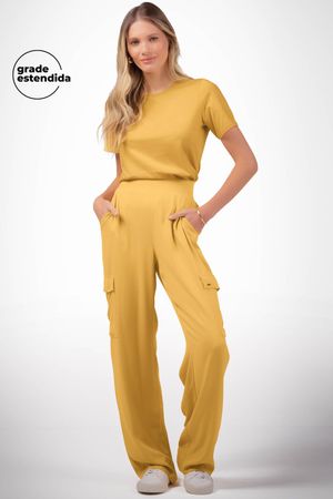 Blusa Feminina Básica Ampla Marialícia Amarelo