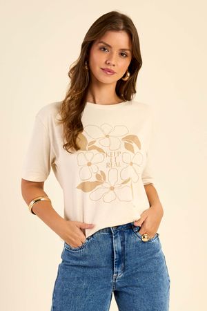 T-Shirt Feminina Flores Marialícia