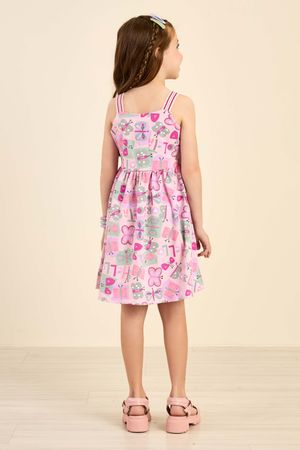 Vestido Infantil Menina Borboletas Elian Rosa