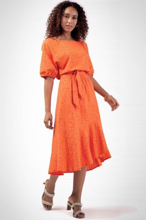 Blusa Feminina Cropped Amarração Marialícia Laranja