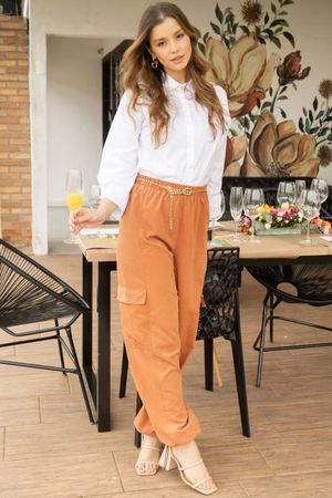 Calça Feminina Cargo Marialícia Marrom