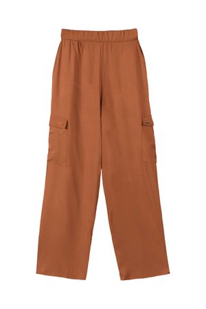Calça Feminina Cargo Creponada Marialícia Marrom