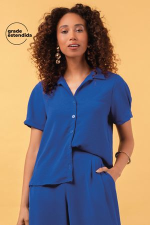 Camisa Feminina Elegante Marialícia Azul