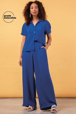 Camisa Feminina Elegante Marialícia Azul