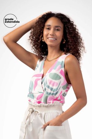 Regata Feminina Estampada Marialícia Rosa