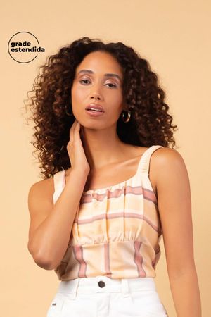 Regata Feminina Alça Fina Marialícia Bege