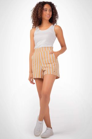 Shorts Feminino Listrado Marialícia Laranja