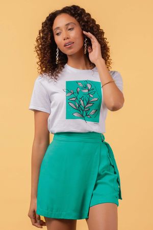 Shorts Saia Feminino Transpassado Marialícia Verde