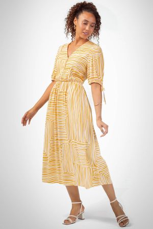 Vestido Feminino Midi Rodado Marialícia Amarelo