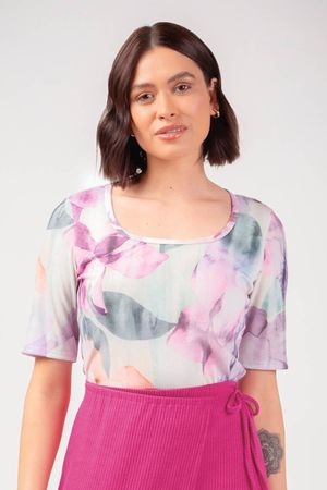 Blusa Feminina Floral Sublimado Marialícia Verde