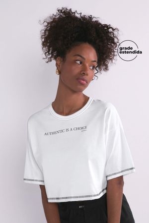 T-Shirt Feminina Cropped Marialícia Branco