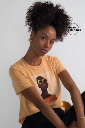 T-Shirt Feminina Mulheres Marialícia Laranja