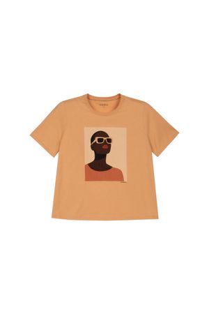 T-Shirt Feminina Mulheres Marialícia Laranja