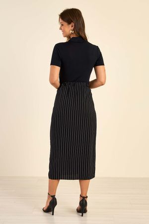 Blusa Feminina Lisa Gola Alta Marialícia Preto