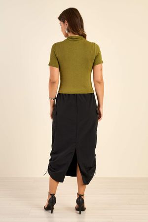 Blusa Feminina Lisa Gola Alta Marialícia Verde