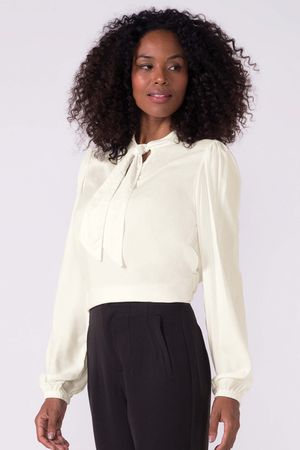 Blusa Feminina Gola Laço Marialícia Bege