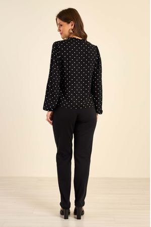 Blusa Feminina Poá Gola Laço Marialícia Preto