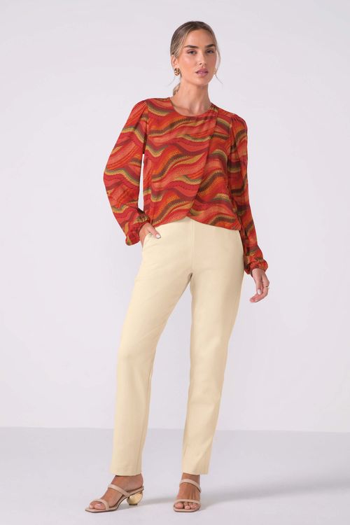 Calça Feminina Moletom Marialícia Bege