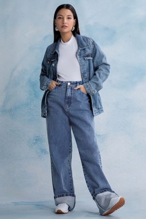 Jaqueta Feminina Jeans Oversized Marialícia Azul