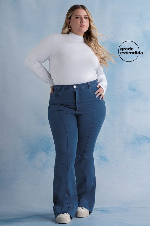 Calça Feminina Flare Jeans Marialícia Azul