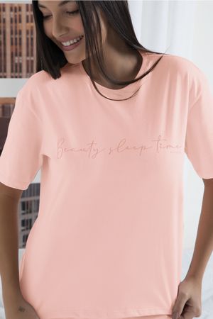 Pijama Feminino Curto com Renda Marialícia Rosa