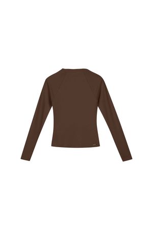 Blusa Feminina Manga Longa Suedine Marialícia Marrom