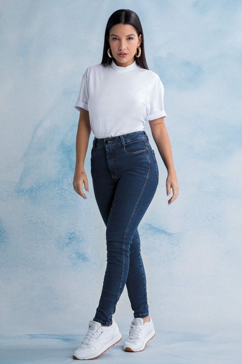 Calça Feminina Jeans Skinny Marialícia Azul