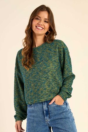 Blusão Feminino Tweed Mesclado Marialícia Verde