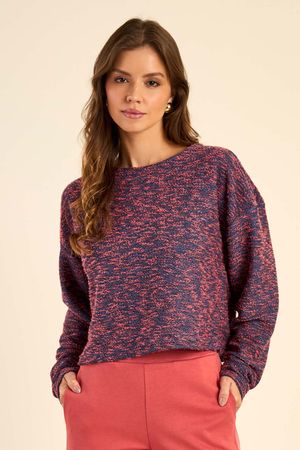 Blusão Feminino Tweed Mesclado Marialícia Rosa