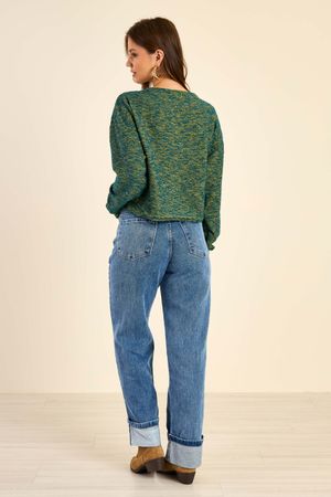 Blusão Feminino Tweed Mesclado Marialícia Verde