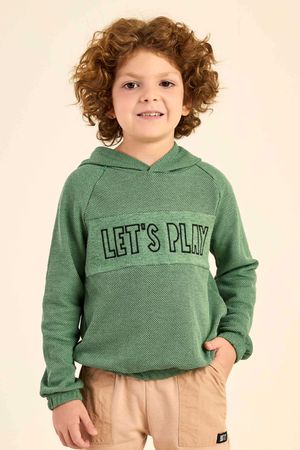 Blusão Infantil Menino Texturizado Com Capuz Elian Verde