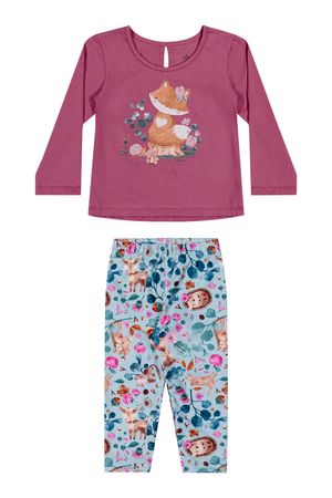 Conjunto Longo Bebê Menina Estampado Elian Roxo