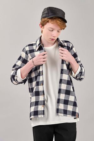 Camisa Juvenil Menino Flanela Xadrez Beats Bege