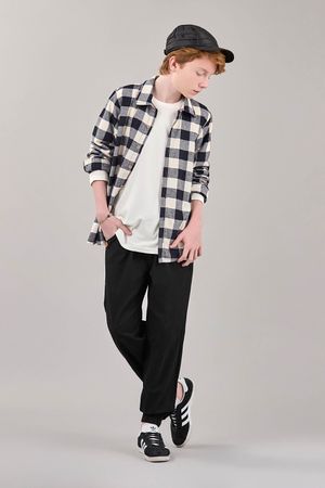 Camisa Juvenil Menino Flanela Xadrez Beats Bege