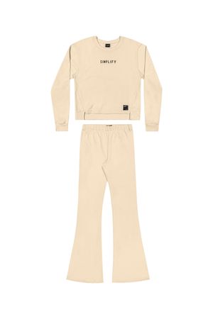 Conjunto Juvenil Menina Blusão Cropped e Calça Beats Bege