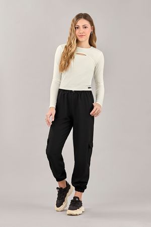 Conjunto Juvenil Menina Cropped e Calça Jogger Beats Bege